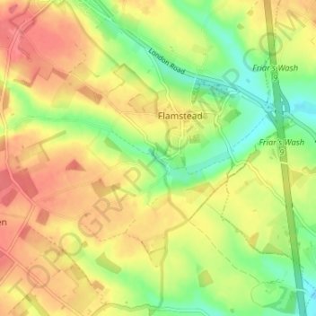 Topografische kaart Trowley Bottom, hoogte, reliëf