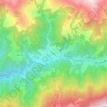 Topografische kaart Tizio, hoogte, reliëf