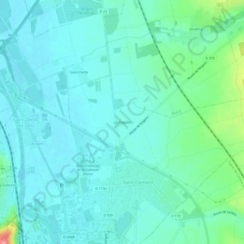 Topografische kaart Le Popelin, hoogte, reliëf