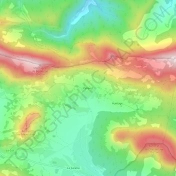 Topografische kaart Pelleret, hoogte, reliëf