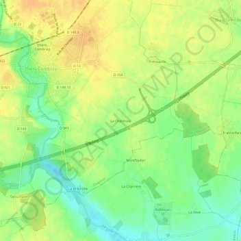 Topografische kaart La Charmois, hoogte, reliëf
