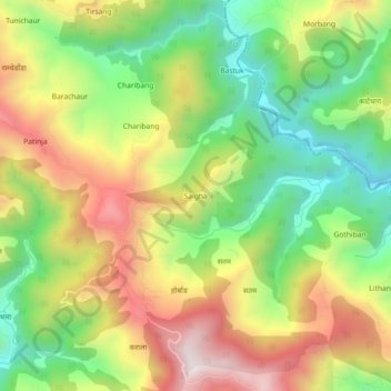 Topografische kaart Saigha, hoogte, reliëf