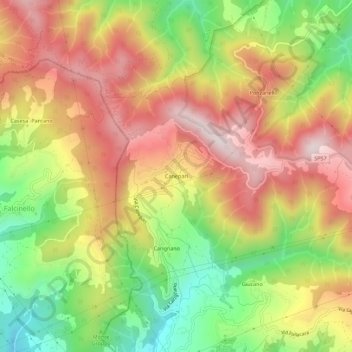 Topografische kaart Canepari, hoogte, reliëf