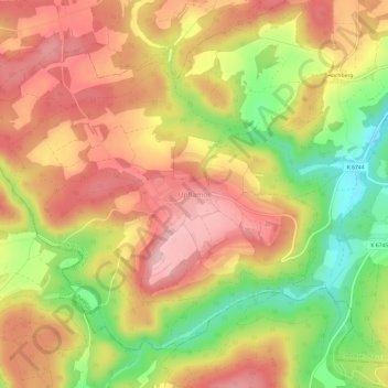 Topografische kaart Upflamör, hoogte, reliëf