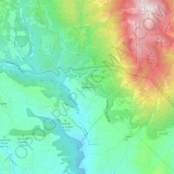 Topografische kaart Bastarás, hoogte, reliëf