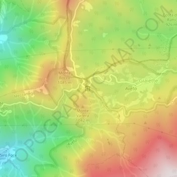 Topografische kaart Passo del Bocco, hoogte, reliëf