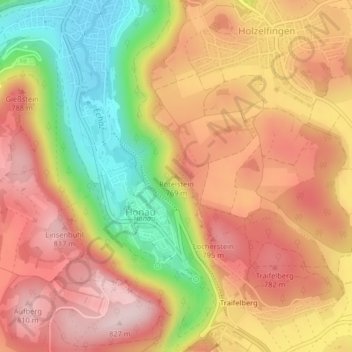Topografische kaart Rötelstein, hoogte, reliëf