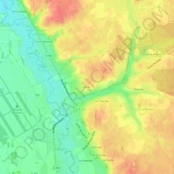 Topografische kaart Bel-Air, hoogte, reliëf