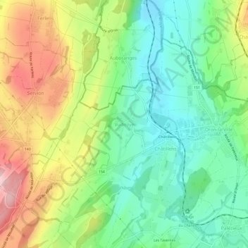 Topografische kaart Vuibroye, hoogte, reliëf