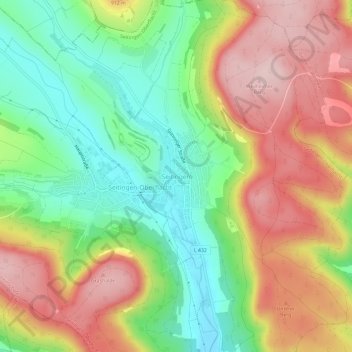 Topografische kaart Seitingen, hoogte, reliëf