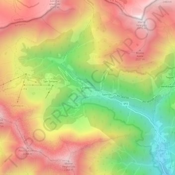 Topografische kaart Cambrembo, hoogte, reliëf