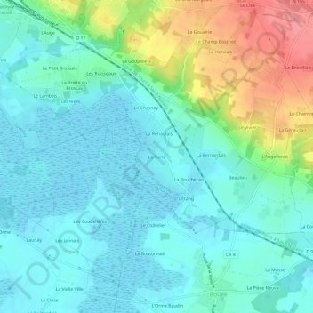 Topografische kaart La Porte, hoogte, reliëf