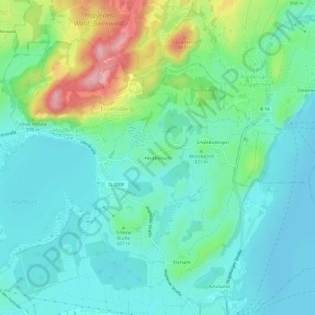 Topografische kaart Heidelsbuch, hoogte, reliëf