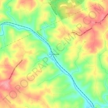 Topografische kaart Huddleston, hoogte, reliëf