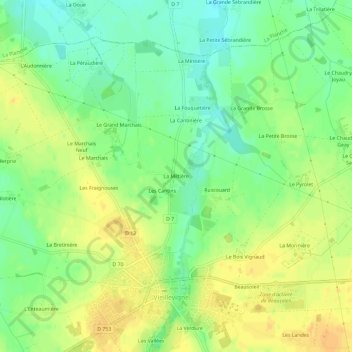 Topografische kaart La Miltière, hoogte, reliëf