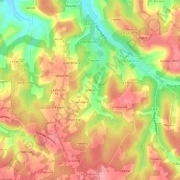 Topografische kaart Sanilhac, hoogte, reliëf