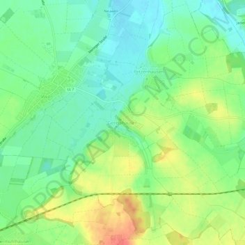 Topografische kaart Geretshausen, hoogte, reliëf