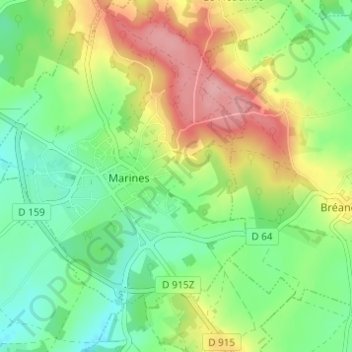 Topografische kaart La Levrière, hoogte, reliëf