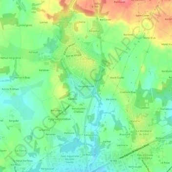 Topografische kaart Restendrezen, hoogte, reliëf