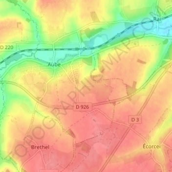 Topografische kaart Les Nouettes, hoogte, reliëf