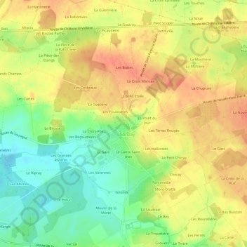 Topografische kaart La Margaudrie, hoogte, reliëf