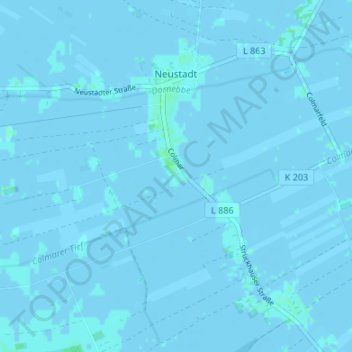 Topografische kaart Colmar, hoogte, reliëf