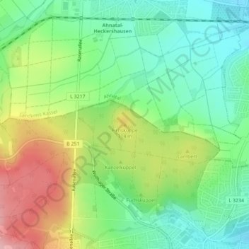 Topografische kaart Firnskuppe, hoogte, reliëf