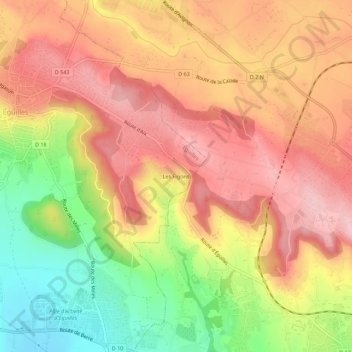 Topografische kaart Les Figons, hoogte, reliëf