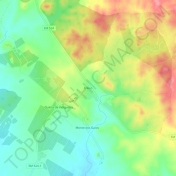 Topografische kaart Freixo, hoogte, reliëf