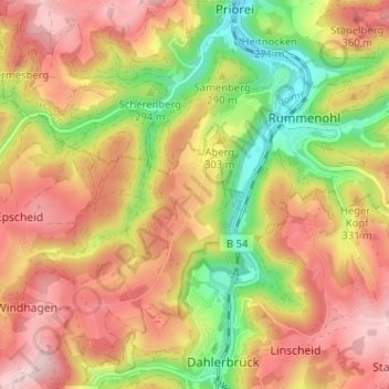 Topografische kaart Bühren, hoogte, reliëf