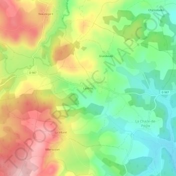 Topografische kaart Lasbros, hoogte, reliëf