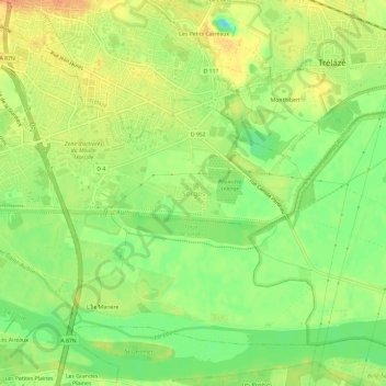 Topografische kaart Sorges, hoogte, reliëf
