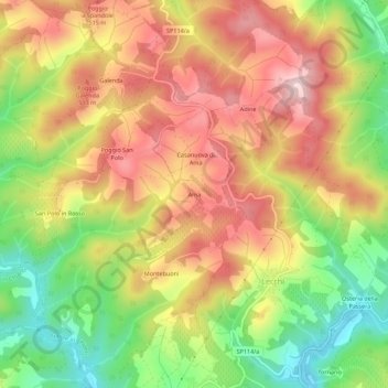 Topografische kaart Ama, hoogte, reliëf