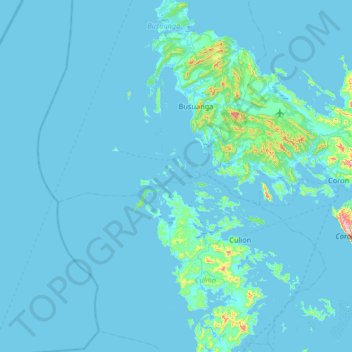 Topografische kaart Pass Island, hoogte, reliëf