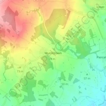 Topografische kaart Murrintown, hoogte, reliëf