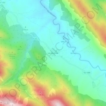 Topografische kaart Las Hunfrías, hoogte, reliëf