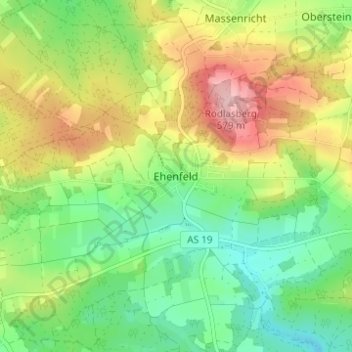 Topografische kaart Ehenfeld, hoogte, reliëf