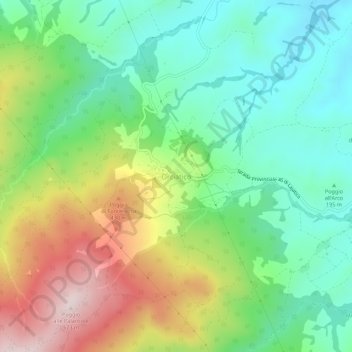 Topografische kaart Orciatico, hoogte, reliëf