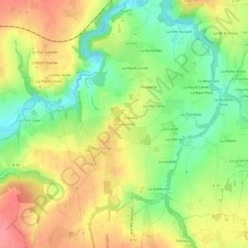 Topografische kaart La Louvelais, hoogte, reliëf