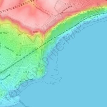 Topografische kaart The Warren, hoogte, reliëf