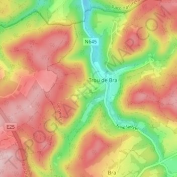 Topografische kaart Sur le Thier, hoogte, reliëf