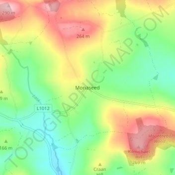 Topografische kaart Monaseed, hoogte, reliëf