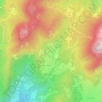 Topografische kaart Le Croz, hoogte, reliëf