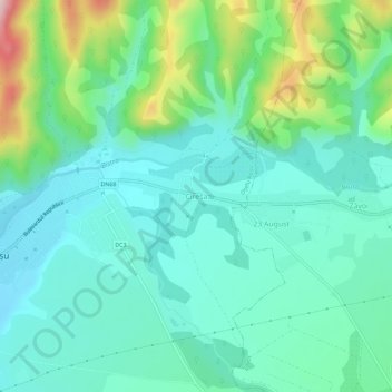 Topografische kaart Cireșa, hoogte, reliëf