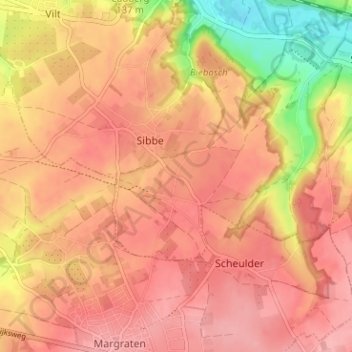Topografische kaart IJzeren, hoogte, reliëf