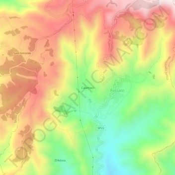 Topografische kaart Calamaci, hoogte, reliëf