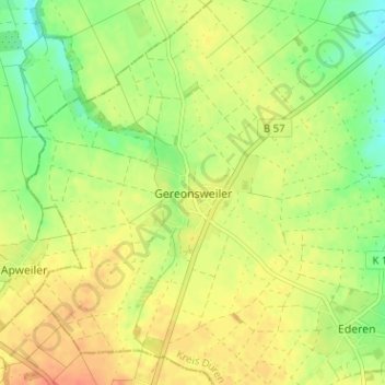 Topografische kaart Gereonsweiler, hoogte, reliëf