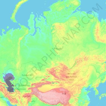 Topografische kaart Azië, hoogte, reliëf