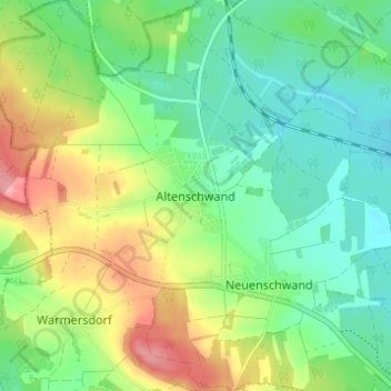 Topografische kaart Altenschwand, hoogte, reliëf