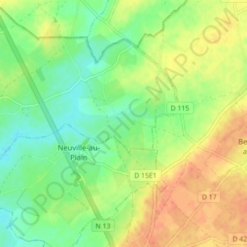 Topografische kaart Houlbec, hoogte, reliëf